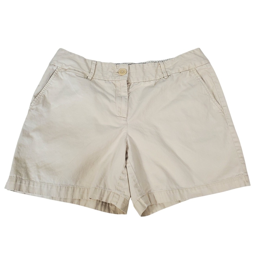 Ann Taylor LOFT Womens Khaki Chino Shorts Beige 100% Cotton Size 8 Regular Fit